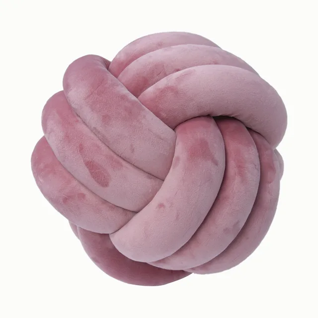 Nordic Fur Ball Pillow Three strand Rope Knotted Hand woven Velvet Cushion Knot Window Cushion Pink Purple - Shop at LoveMi