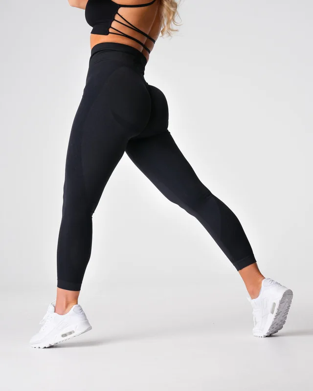 Female Skinny Hip Raise Seamless Workout Ankle Length Pants Black - Shop at LoveMi