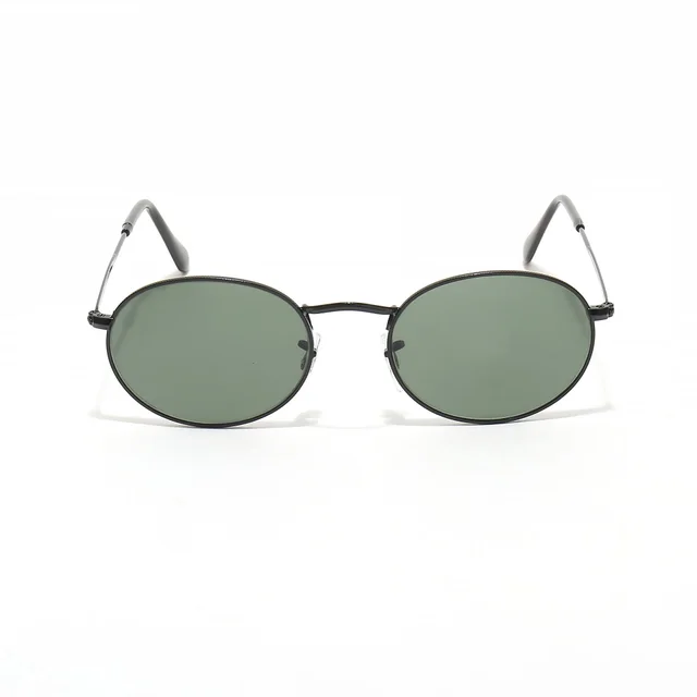 Small Oval Frame Retro Sunglasses Black Frame Dark Green - Shop at LoveMi