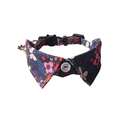 Fruit Blossom Series Bow Tie Cat Collar Black Flower - Shop at LoveMi