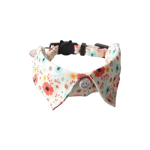 Fruit Blossom Series Bow Tie Cat Collar Yellow And White Flowers - Shop at LoveMi