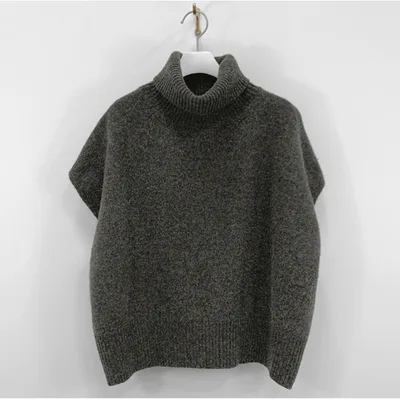 Back Slit Knitted Vest Sweater Loose Gray - Shop at LoveMi