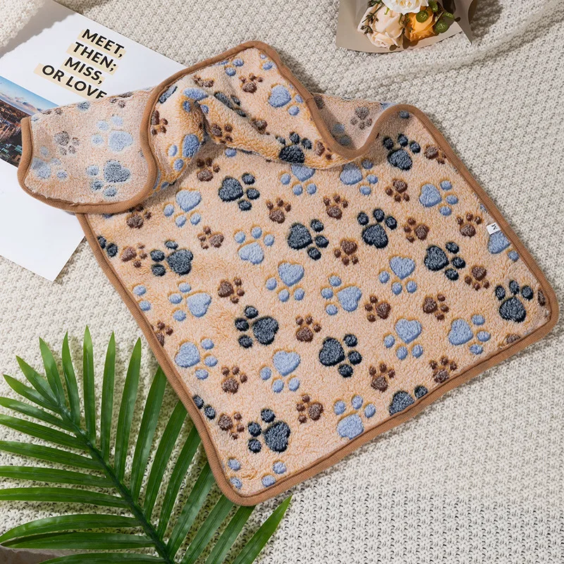 Four Seasons Blanket Thermal Coral Fleece Paw Print Dogs And Cats Coffee Footprints - Shop at LoveMi