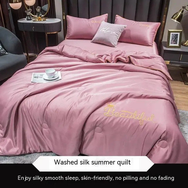 Ice Silk Summer Blanket Double Summer Air Conditioning Duvet Tencel Summer Duvet Washable Single Quit Crown Red Bean Paste - Shop at LoveMi