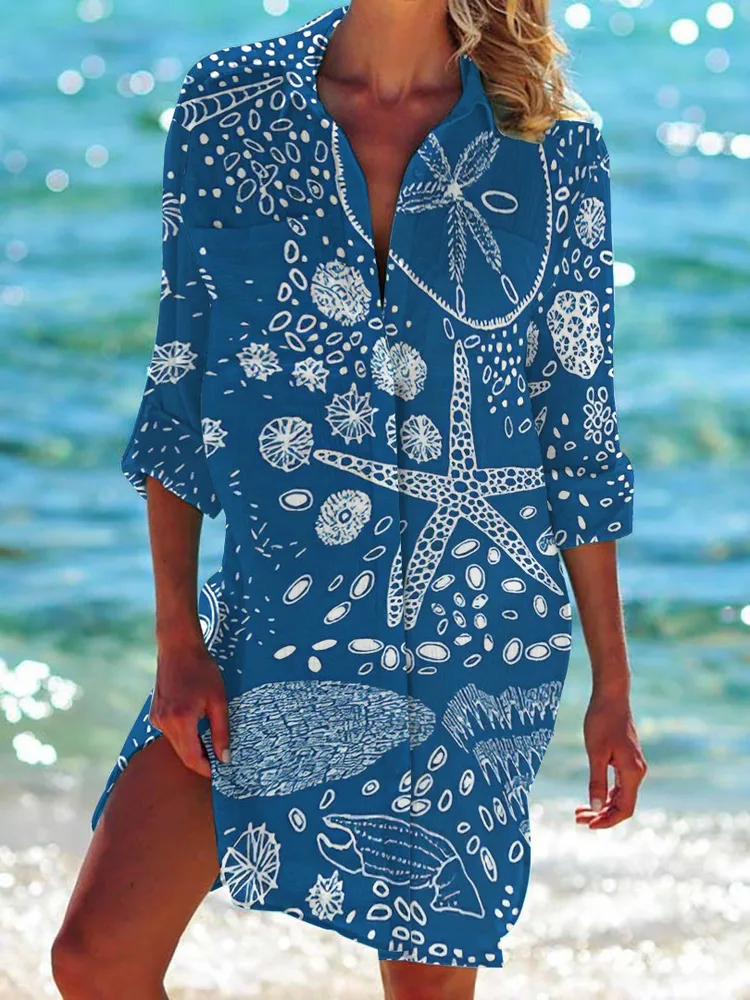 Bikini Coat Shirt Swimsuit Cardigan Women's Clothes Print Holiday Beach Shirt Style8 Xl - Shop at LoveMi