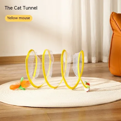 Folded Cat Tunnel S Type Cats Tunnel Spring Toy Mouse Tunnel Cat Outdoor Cat Toys For Kitten Interactive Cat Supplies Mouse Feather Model - Shop at LoveMi