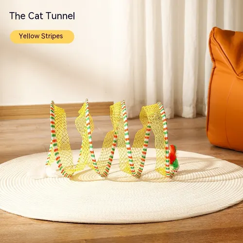 Folded Cat Tunnel S Type Cats Tunnel Spring Toy Mouse Tunnel Cat Outdoor Cat Toys For Kitten Interactive Cat Supplies Yellow - Shop at LoveMi