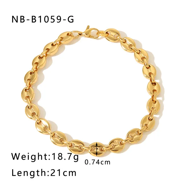 European And American Hip Hop Style Stainless Steel Pig Nose Bracelet Nbb1059G - Shop at LoveMi