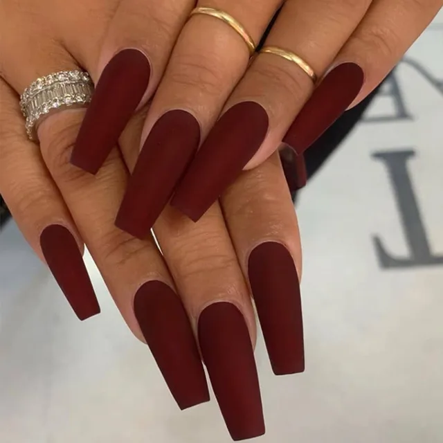 Solid Color Long Ballet Fake Nails Multi color Removable Jp963 - Shop at LoveMi
