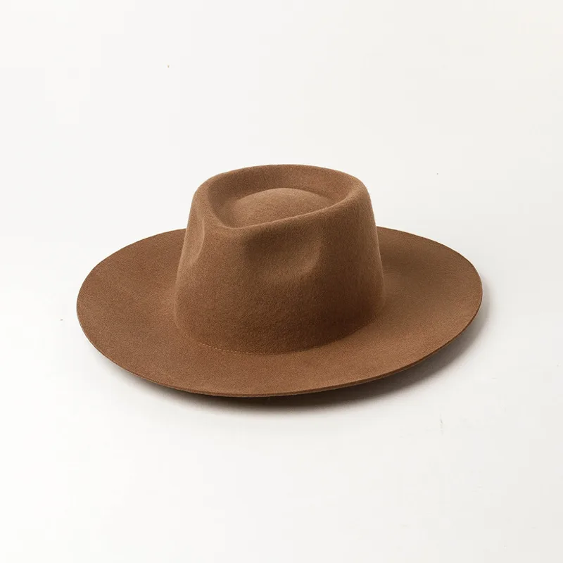 New Delicate Woolen Jazz Top Hat Casual Fashion Felt Khaki - Shop at LoveMi