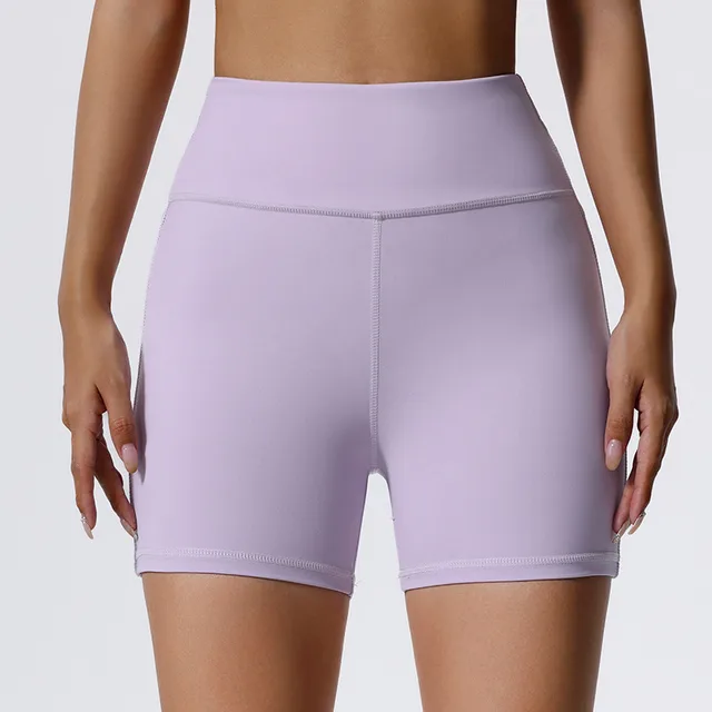 Summer European And American Three point Yoga Women's High Elastic Fitness Shorts Outdoor Running Sports Professional Training Roland Purple - Shop at LoveMi