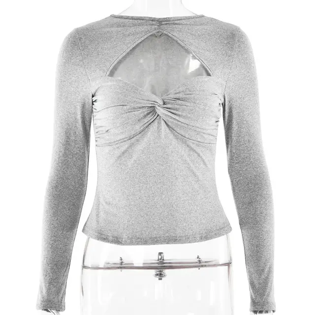 Women's Sexy Elegant Slim fit Long Sleeve T shirt Gray - Shop at LoveMi
