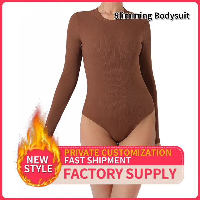 Women's Fashion Simple Solid Color Bodysuit Coffee - Shop at LoveMi