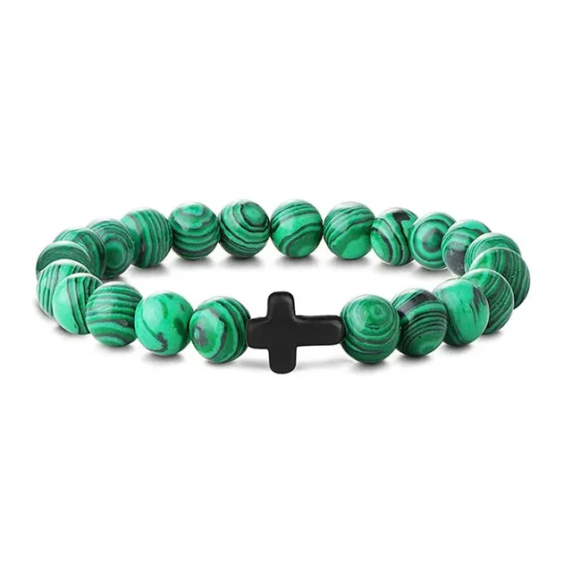 Tigereye White barked Pine Obsidian Cross Men's Beaded Bracelet Peacock - Shop at LoveMi