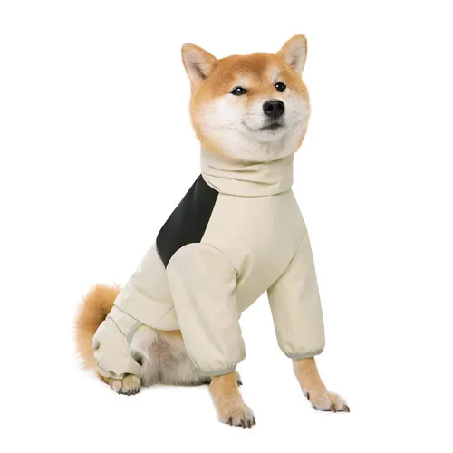 Shell Jacket Four leg All inclusive Dog Clothes Waterproof Windproof Beige - Shop at LoveMi