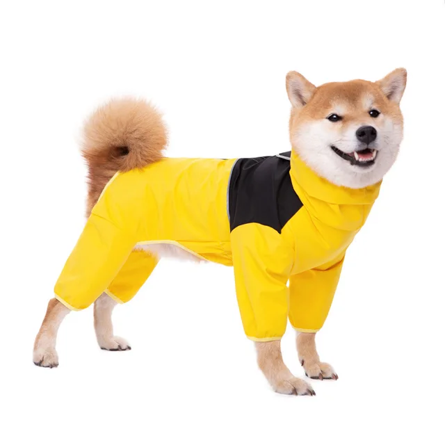 Shell Jacket Four leg All inclusive Dog Clothes Waterproof Windproof Yellow - Shop at LoveMi