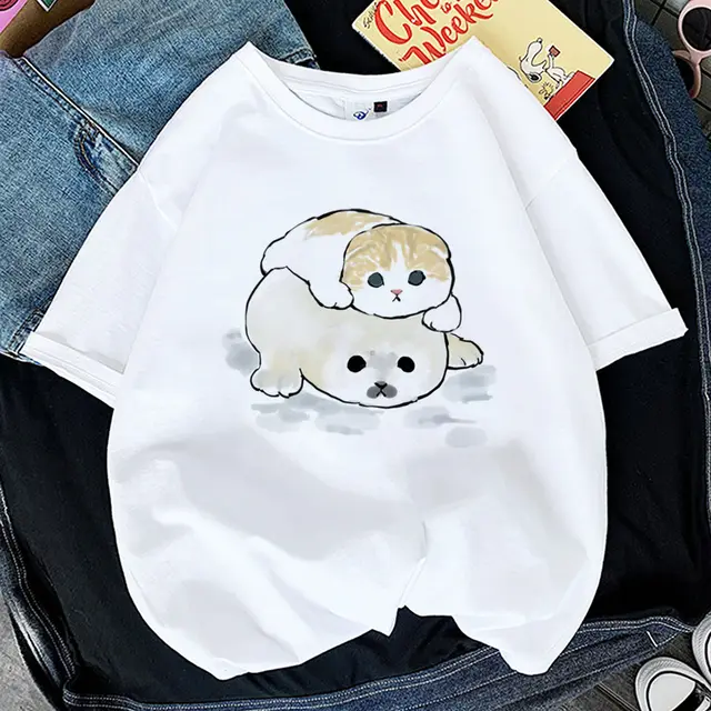 Women's Printed Cat Short Sleeve P9425 2 - Shop at LoveMi