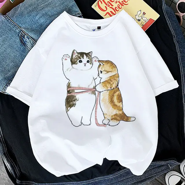 Women's Printed Cat Short Sleeve P9425 4 - Shop at LoveMi
