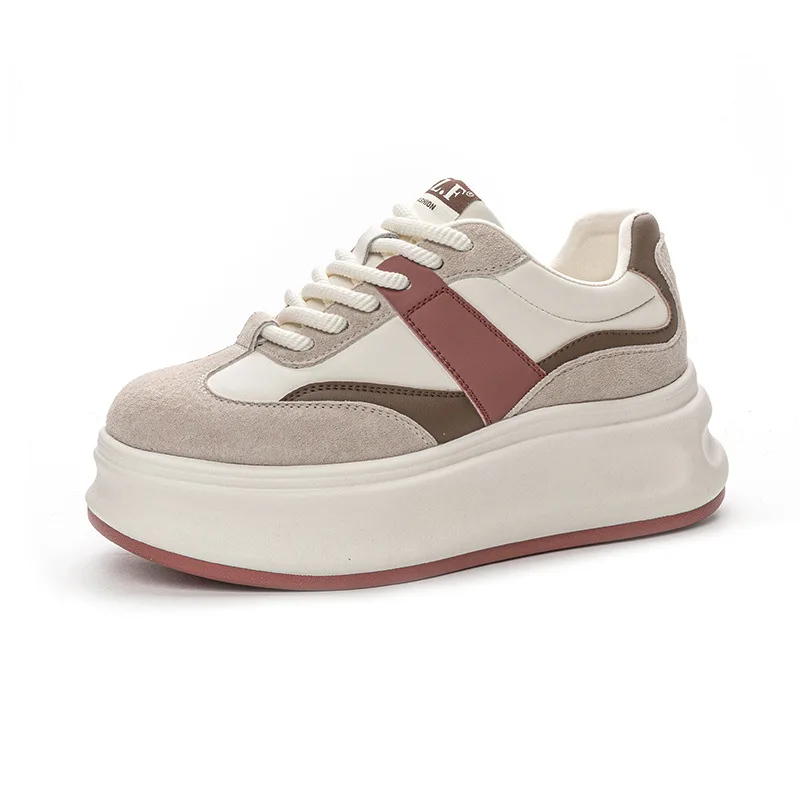 Thick Bottom Retro Hidden Heel White Shoes Red - Shop at LoveMi
