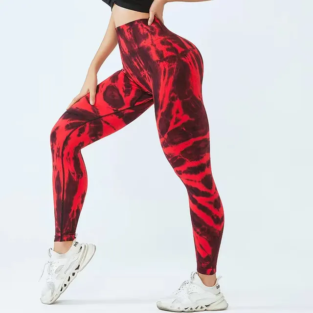 Women's Seamless Tie dye Print Yoga Pants Red - Shop at LoveMi