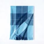 Winter Artificial Cashmere Shawl Women's Fashion Thick Warm Scarf - Blue Plaid