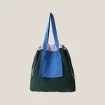 Contrast Color Tote Women's Large Capacity Nylon Canvas Bag - Green