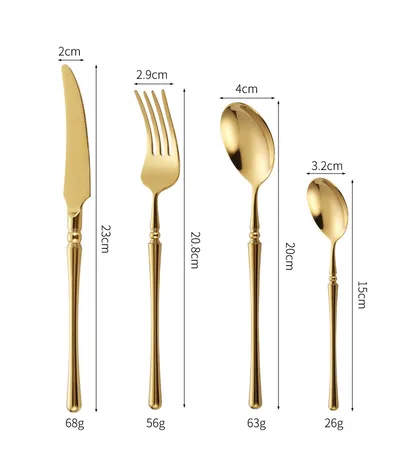 304 Stainless Steel Knife Fork And Spoon Tableware Gold 4Piece Set - Shop at LoveMi