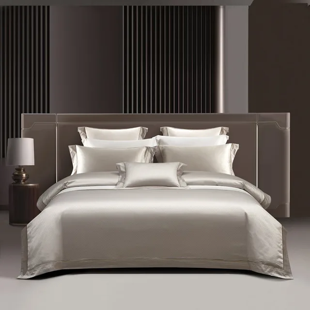 Cotton Tribute Silk Jacquard Four piece Long staple Cotton Simple European High end Pure Cotton Elegant And Luxurious - Shop at LoveMi