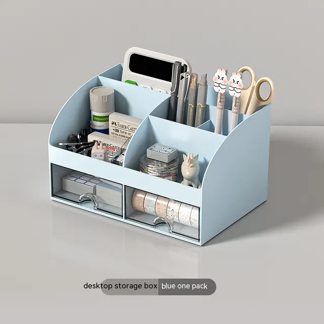 Transparent Small Drawer Storage Student Desk Stationery Sundries Locker Blue - Shop at LoveMi