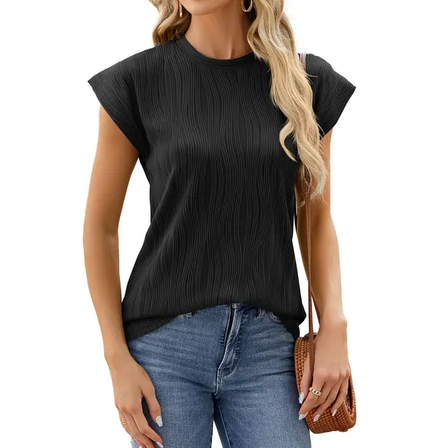 Women's Solid Color Crew Neck T shirt Top Vest Black - Shop at LoveMi