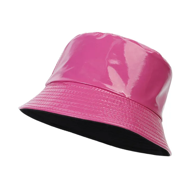Outdoor Leisure All match PU Leather Fisherman Hat Rose Red - Shop at LoveMi