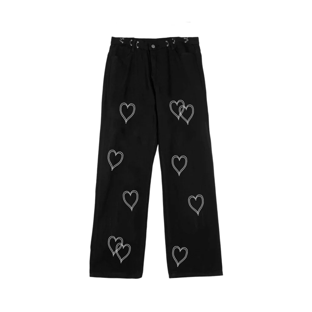 Retro Love Casual Pants All-match High Waist Pants Fashion - Black