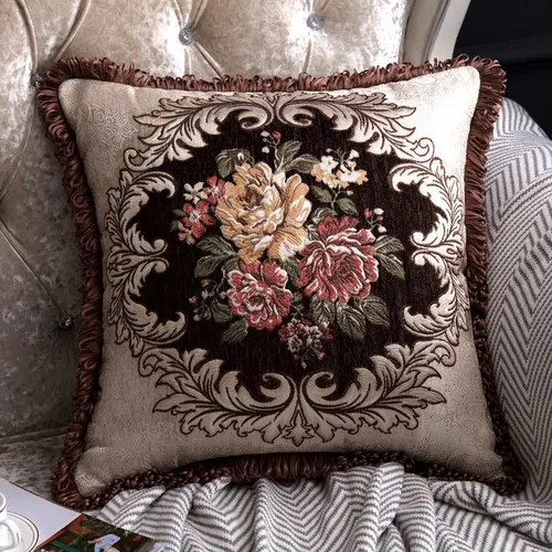 Sofa Pillow Cases Back Cushion Bedside Soft Bag Backrest Embroidery Car Club Lumbar Support Pillow European Luxury Dark Coffee Color - Shop at LoveMi
