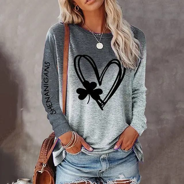 Fashion D Digital Printing Loose Casual Pullover Dz 59687 Yxc Grey - Shop at LoveMi
