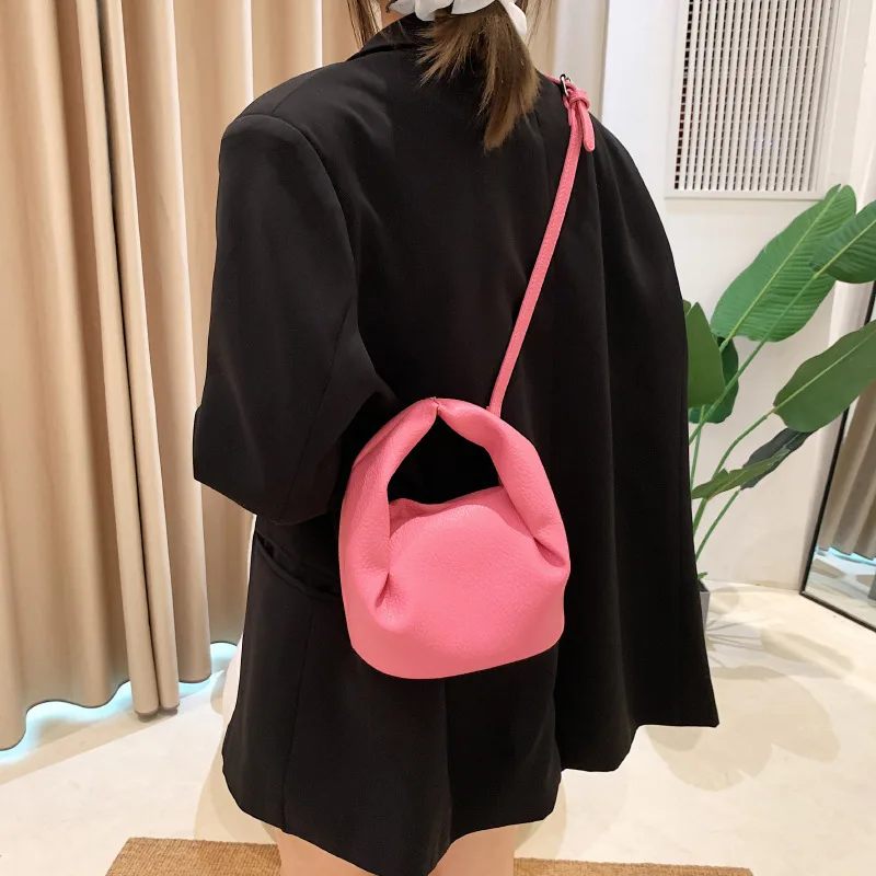 High grade Crossbody Portable Pleated Cloud Bag For Women Pink - Shop at LoveMi