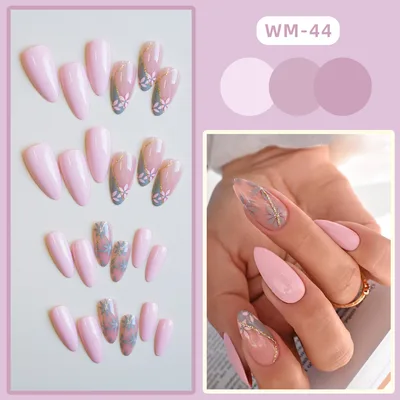Of Finished Nail Polish Patch Wm44 Pink Gray Pattern - Shop at LoveMi