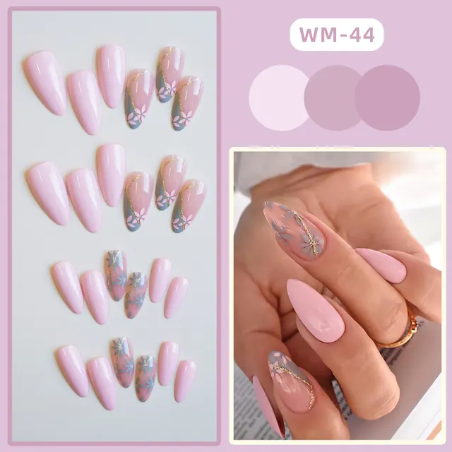 Of Finished Nail Polish Patch Wm44 Pink Gray Pattern - Shop at LoveMi
