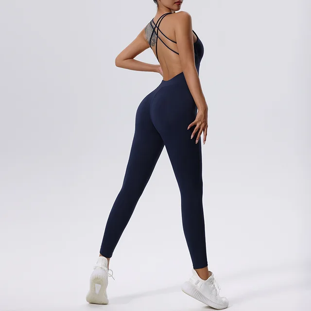 Hip Lift Quick drying No Embarrassment Line Yoga Jumpsuit Sapphire Blue - Shop at LoveMi