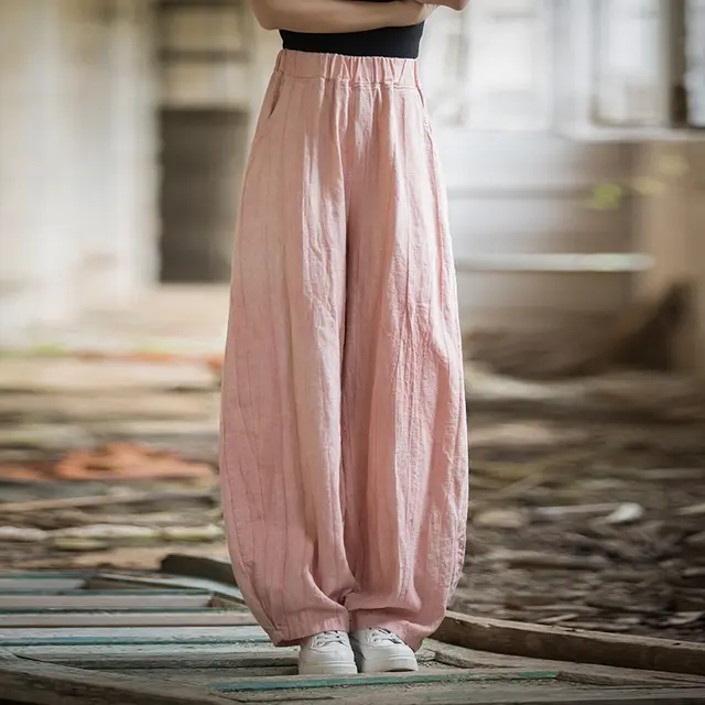 Tie dyed Old Padded Fleece Trousers Winter Cotton And Linen Women's New Baby Pink - Shop at LoveMi