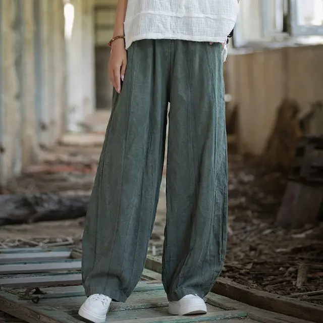 Tie dyed Old Padded Fleece Trousers Winter Cotton And Linen Women's New Bluestone - Shop at LoveMi