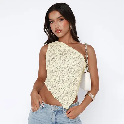 Lace Diagonal Collar Cardigan Loose Stitched Backless Solid Color Top Apricot - Shop at LoveMi