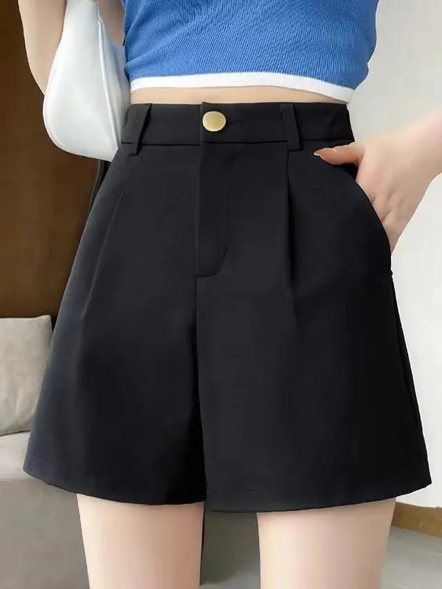 Women's Wide leg Pants, A Line Casual Hot Pants Black - Shop at LoveMi