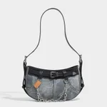 Sweet Cool Denim Underarm Bag - Black