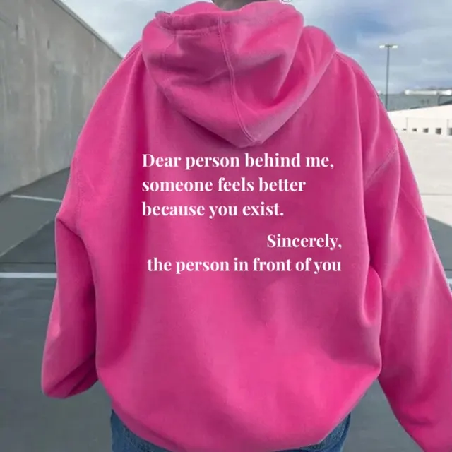 Drop shoulder Sleeve Plus Size Sweater Rose Red With White Characters - Shop at LoveMi