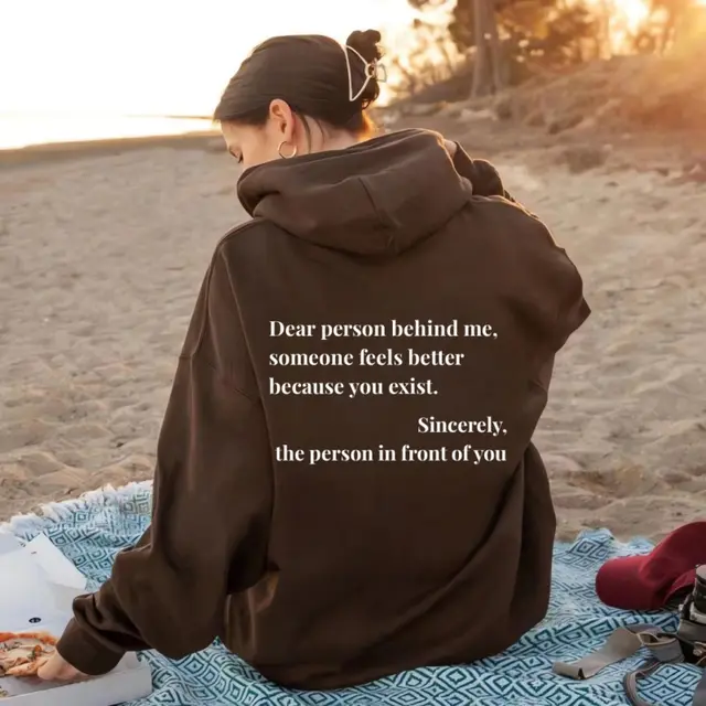 Drop shoulder Sleeve Plus Size Sweater Coffee Colored White Text - Shop at LoveMi