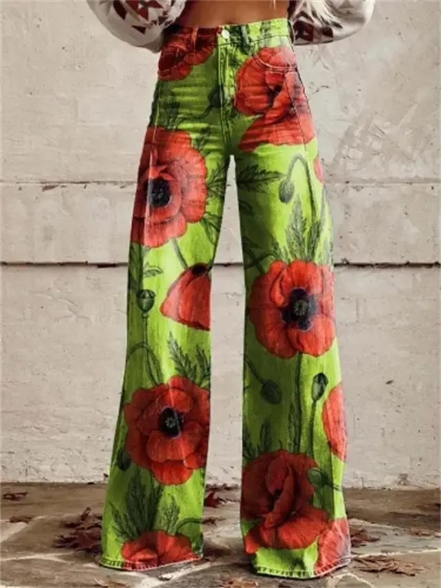 Plus Size Women's Casual Thin Wide Leg Imitation Jeans 8 Style - Shop at LoveMi