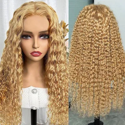 European And American Ladies Front Lace Synthetic Wigs L208 Gold 34 Inches - Shop at LoveMi