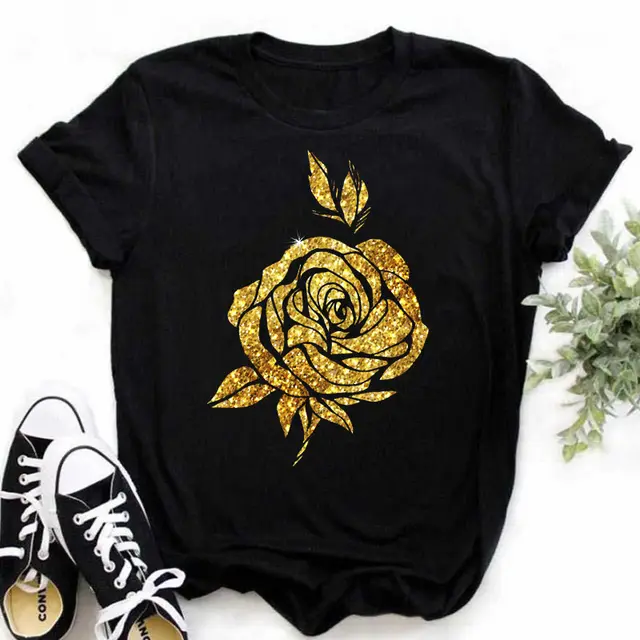Plant Vintage Print Simple Women's Clothing T shirt 206675 Black - Shop at LoveMi