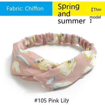 Bohemian Style Elastic Cross Chiffon Headband For Women Pink Lily - Shop at LoveMi