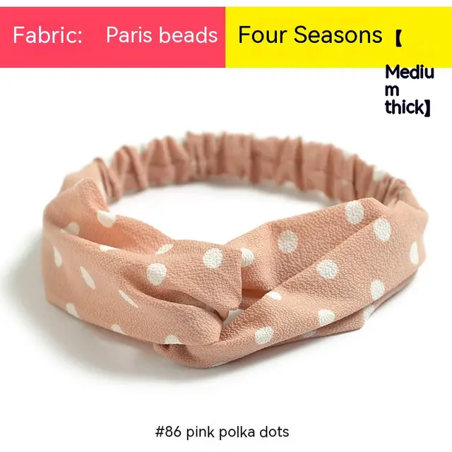 Bohemian Style Elastic Cross Chiffon Headband For Women Pink Polka Dot - Shop at LoveMi
